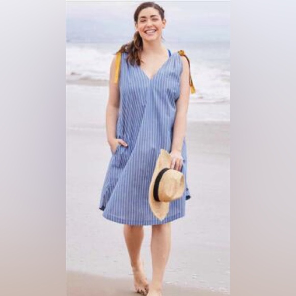 NEW Matilda Jane Sandy Seashell Beach Coverup Cotton Stripe Ribbon Bow Ties 100 - Picture 2 of 9
